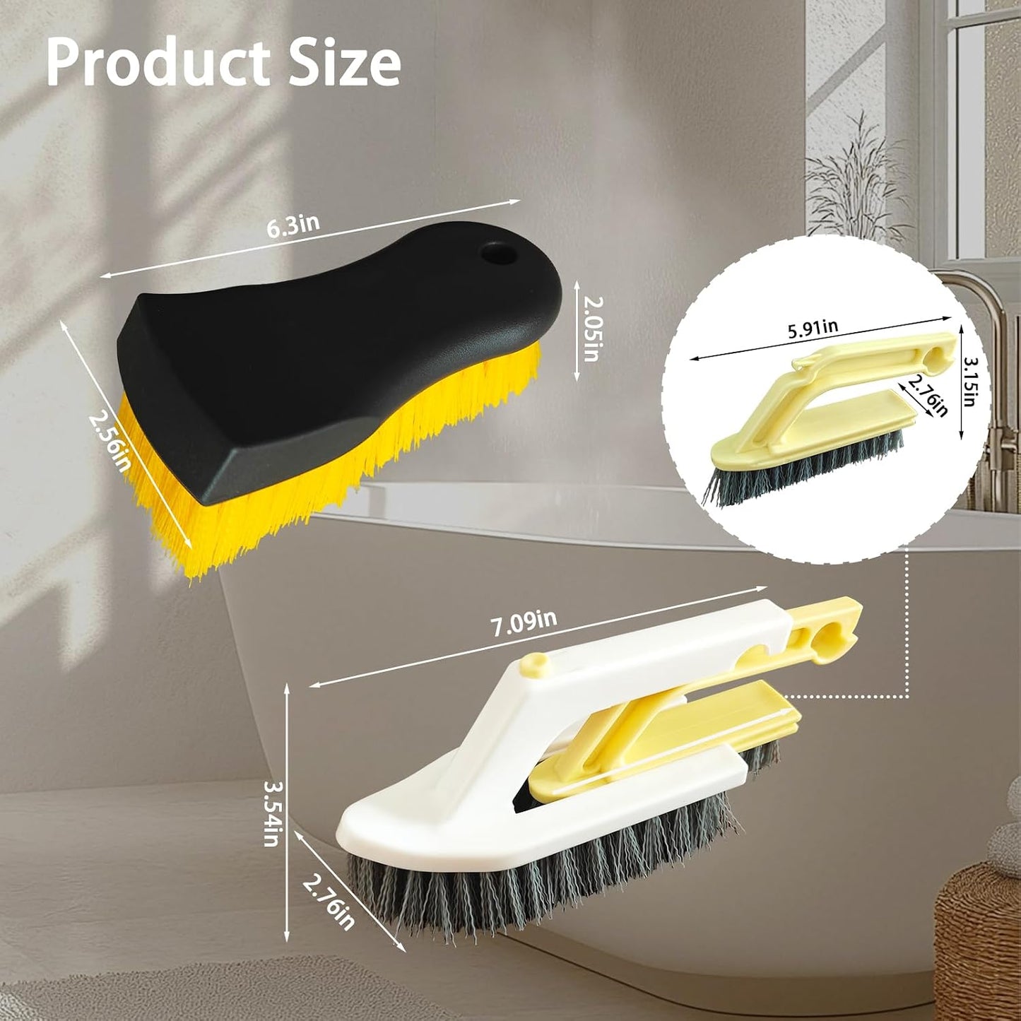 Heavy-Duty Scrub Brush & 2-in-1 Grout Cleaner Brush-2pcs | Scrub Brushes for Cleaning Tile, Floor, Bathtub, Carpet, Sink. Ideal for Kitchen, Bathroom, Shower