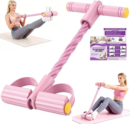 Foot Pedal Resistance Bands with Handles, 6-Tube Multifunction Exercise Bands, Durable Home Gym Fitness Equipment for Women & Men