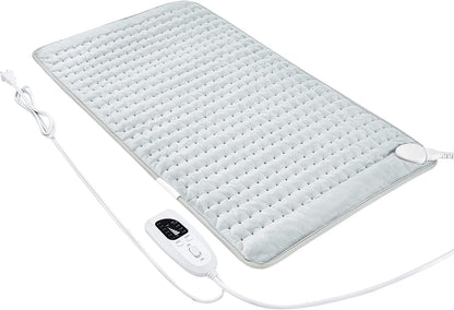 Heating Pad Electric Heat Pad, Hot Heated Pad,Multiple Temp and Timer Settings,Suitable for Shoulders, Neck, arms, Abdomen, Back, Legs, etc. (Gray Green, 24"X12")
