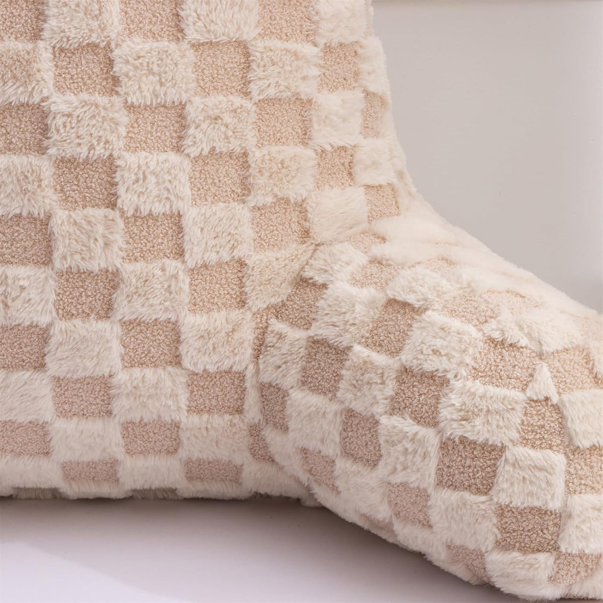 Aimuan Reading Pillow Checkered Bed Rest Wedge Backrest Checkerboard Pillow with Arms Back Support for Sitting Up in Bed Cushion Incline Rest Sleeping Snoring Pillow (Beige,Large)