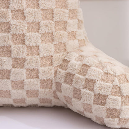 Aimuan Reading Pillow Checkered Bed Rest Wedge Backrest Checkerboard Pillow with Arms Back Support for Sitting Up in Bed Cushion Incline Rest Sleeping Snoring Pillow (Beige,Large)