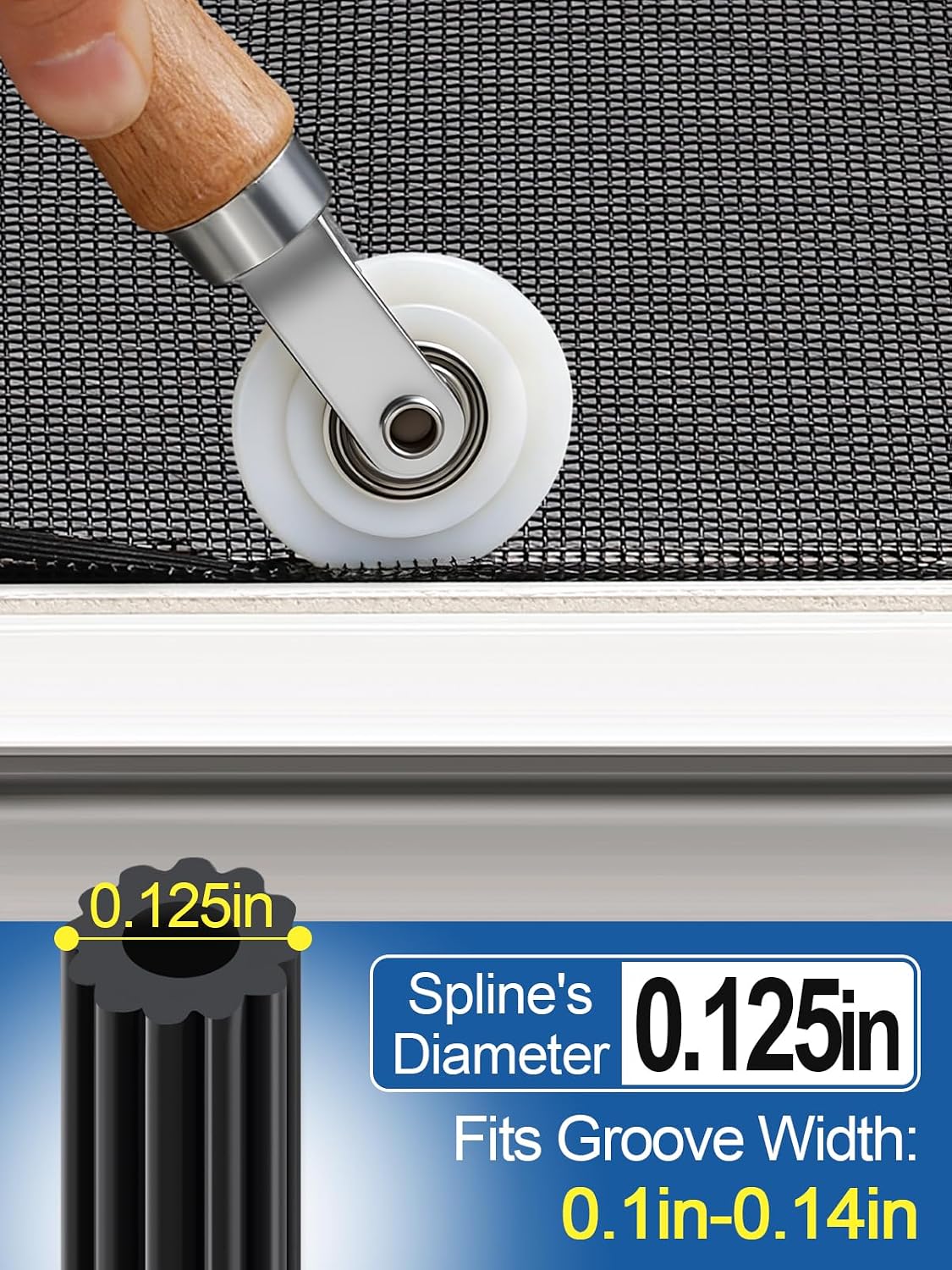 MEWTOGO 3 in 1 Screen Repair Kit, Window Screen Replacement Tools | Including 32.8ft Spline, Roller, Removal Hook,for Replacing & Installing Door Window Screens