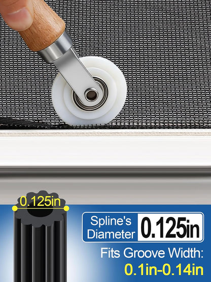 MEWTOGO 3 in 1 Screen Repair Kit, Window Screen Replacement Tools | Including 32.8ft Spline, Roller, Removal Hook,for Replacing & Installing Door Window Screens