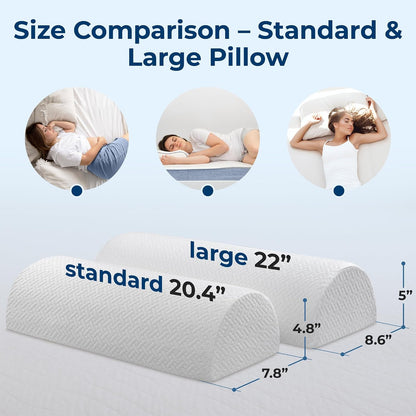 5 STARS UNITED Knee Pillow for Side Sleepers - Half Moon Bolster for Bed - Hip Pain Relief, Memory Foam Leg Cushion for Side Sleeping - Between Legs Pillow for Sciatica & Lower Back Pain, White