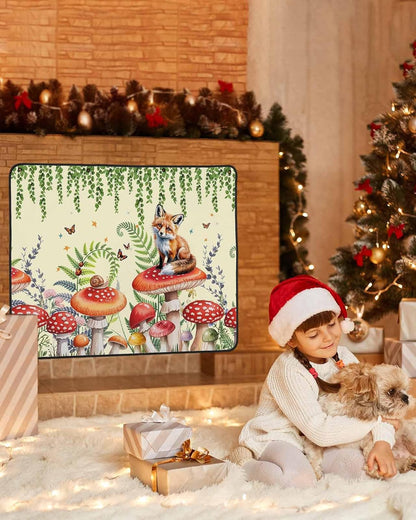 Magnetic Fireplace Cover Red Mushroom Fox Fireplace Screen Decorative Eucalyptus Leaves Butterfly Black Insulation Fireplaces Blocker Save Energy Fireplaces Draft Stopper Covers for Living Room 36x30