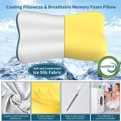 Polovo Cervical Neck Pillow for Pain Relief - Ergonomic Side Sleeper Pillow for Deep Sleep, Contour Memory Foam Pillows for Sleeping Bed Pillow for Side Back Stomach Sleepers(Grey)