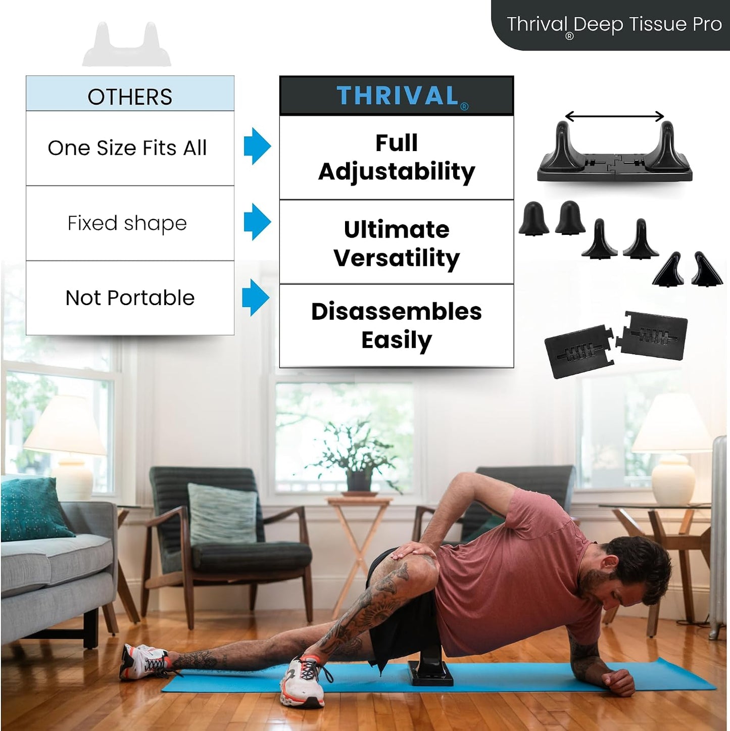 Arch Back Stretcher, Psoas Muscle Release Tool, Carbon Black | Fully Adjustable, Thrival App Compatible, Trigger Point Relief