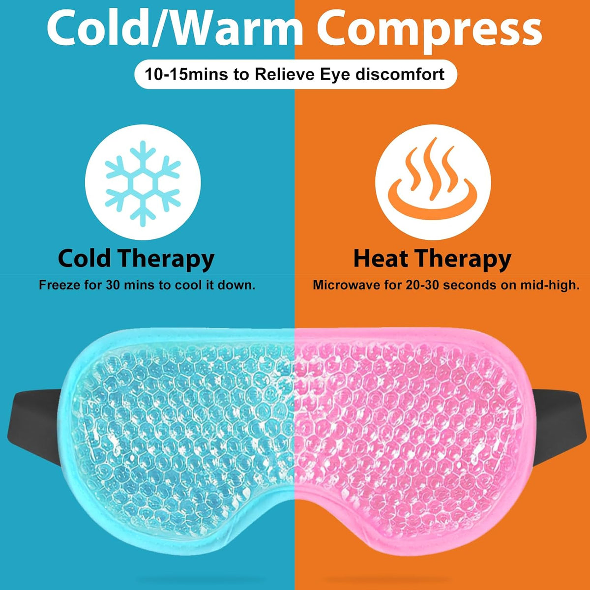 BeeVines Gel Eye Mask, Cooling Ice Masks for Puffy Eyes (2 Pack)
