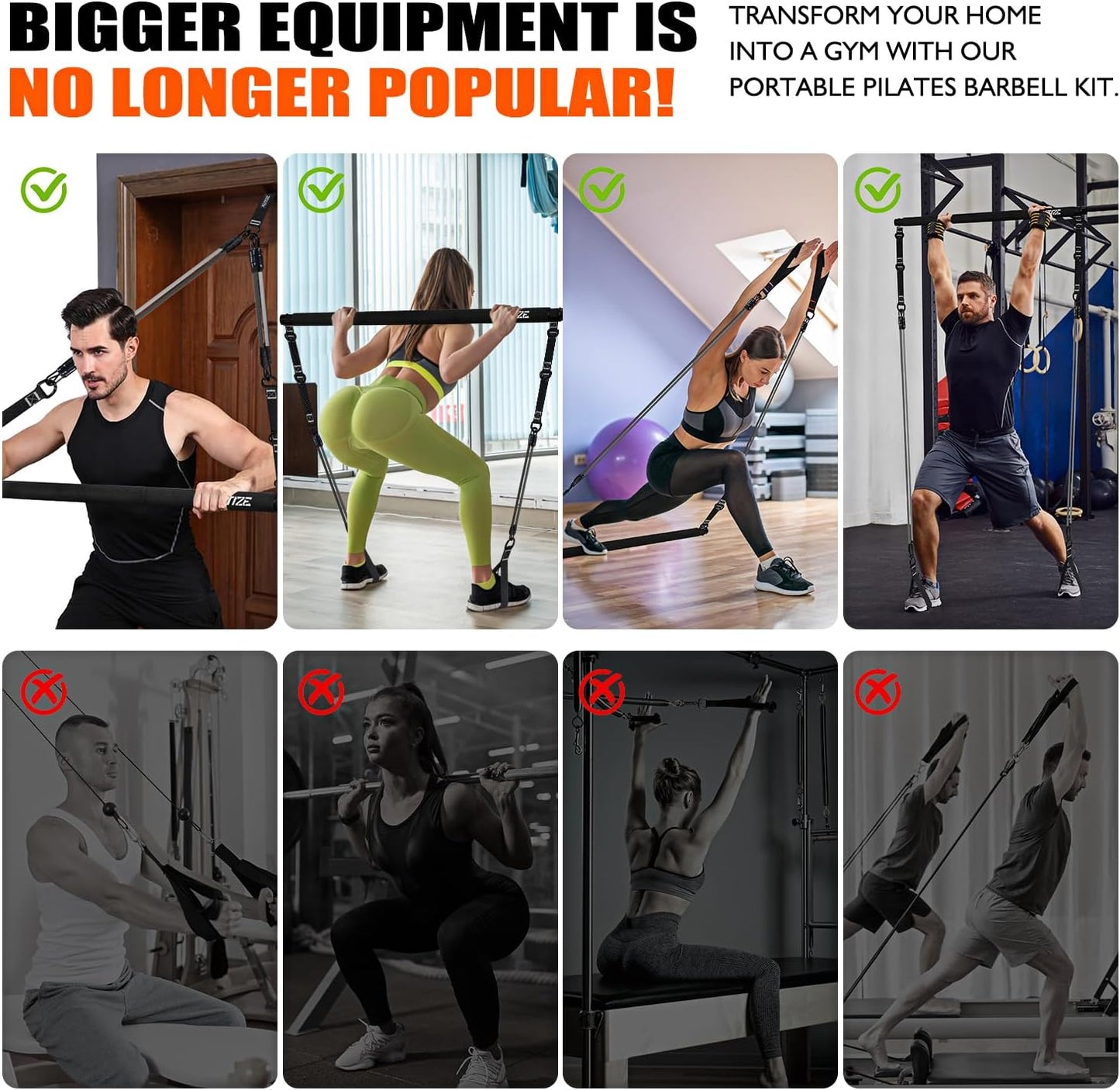 KUTIZE Pilates Bar Kit with Resistance Bands, Pilates Equipment, Multifunctional Pilates Bar for Women & Men, Pilates kit for Hip, Back, Arm, Full-Body Workouts, Home Gym Strength Training Equipment