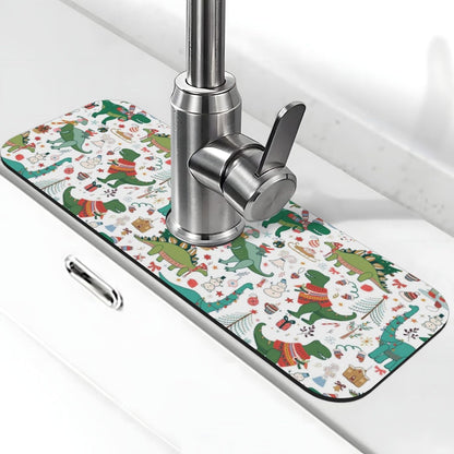 Wildflowers Floral Flower Kitchen Sink Splash Guard Faucet Mat Super Absorbent Fast Drying Mat Sink Gadgets-Fast Drying Pad Sink Mat For Kitchen Bathroom (15" X 5.5" )