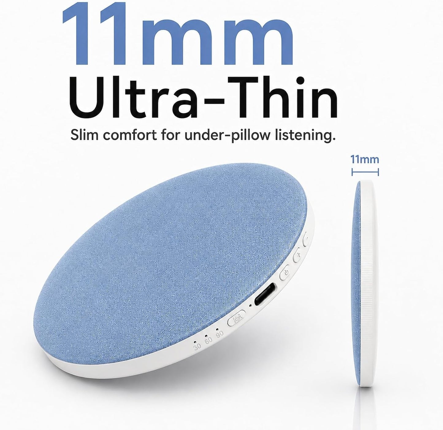 Pillow Speaker for Sleeping, Headphone-Free Mini Bluetooth Speaker Under Pillow, White Noise Sound Machine with Pink Noise, Auto-Off Timer for Side Sleeper