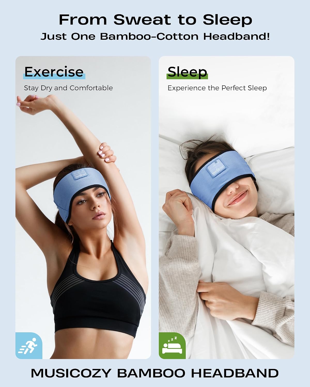 MUSICOZY Sleep Headband Headphone Soft Bluetooth Headphones for Sleeping