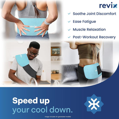 REVIX Ice Pack for Injuries Reusable, 2-Pack Hot & Cold Gel Wrap with Strap
