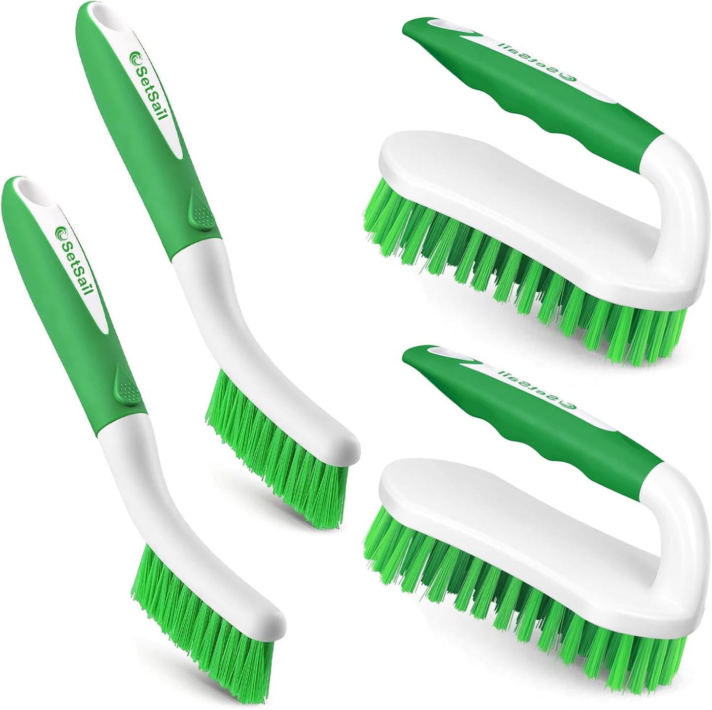 SetSail Scrub Brush, Heavy-Duty Scrub Brushes for Cleaning with Stiff Bristles Cleaning Brush for Shower, Bathroom, Carpet, Kitchen and Bathtub Scrubber - 2 Pack | Durable Bristles Ergonomic Non-Slip Tpr Grip. U-Style Hanging Loop for Storage. Use for