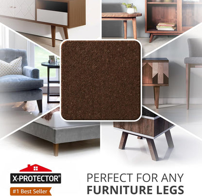 X-Protector Felt Furniture Pads - 20 PCS 6 x 1/2" - Premium Felt Strips | with Adhesive Backing - Rectangular Furniture Pads for Hardwood Floors - Cut Furniture Felt Pads to Size You Need! (Beige)