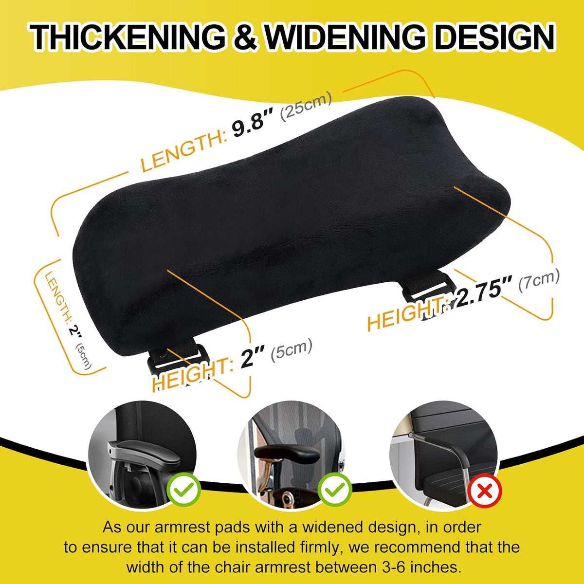 Upgraded Office Chair Arm Pads with Cooling Gel, Ergonomic Memory Foam Armrest Pads for Office Chair Gaming Chair Arm Rest Covers for Desk Chair Armrest Cushions (Set of 2)