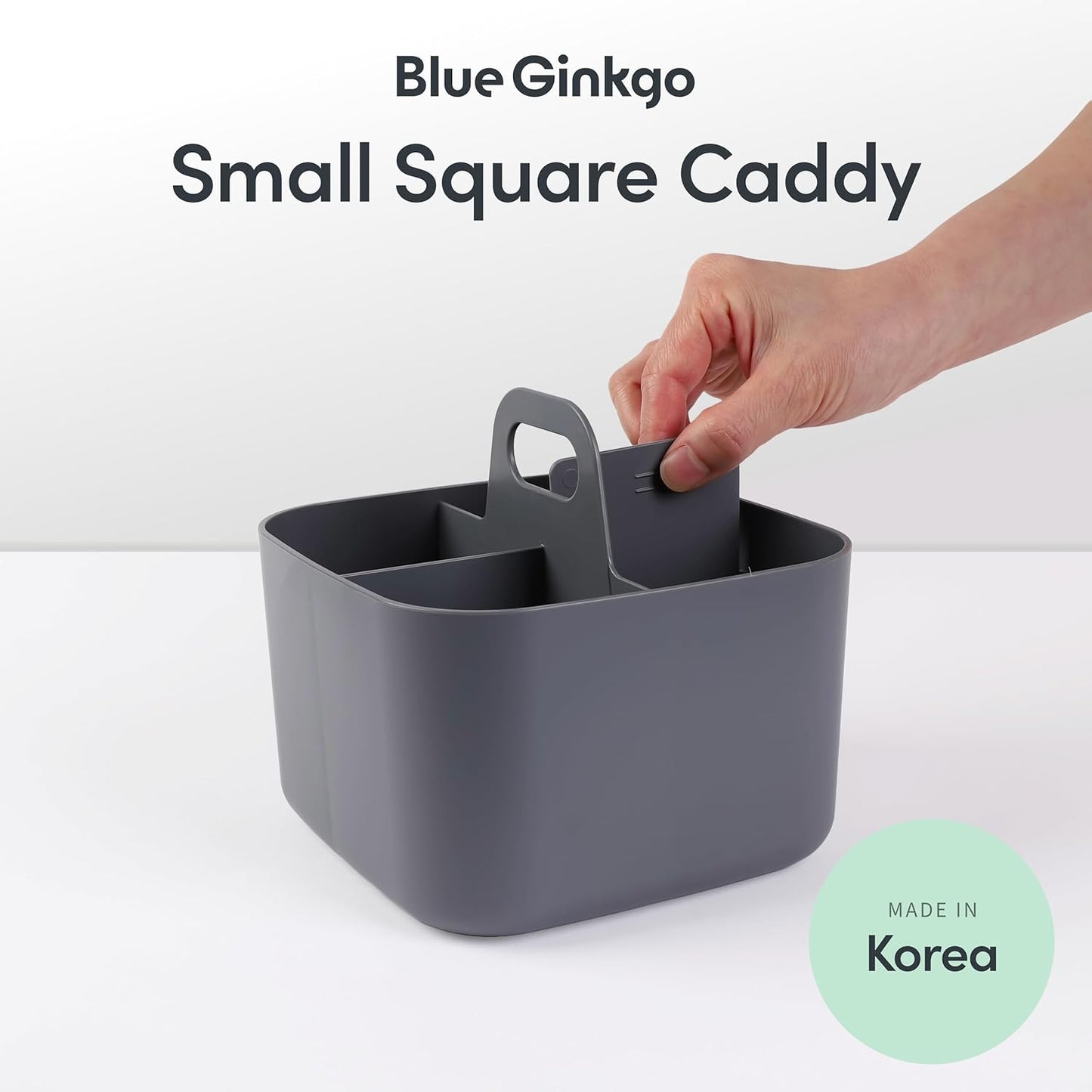 BLUE GINKGO Stackable Organizer Caddy, Rectangle, White, Made in Korea | Portable. Adjustable. Home, Office & School Storage.