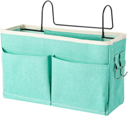 Surblue Bedside Caddy Bedside Storage Bag Hanging Organizer for Bunk, Hospital Beds, Dorm Rooms Bed Rails Camp 4 Pockets and 2 Hooks (Skyblue)