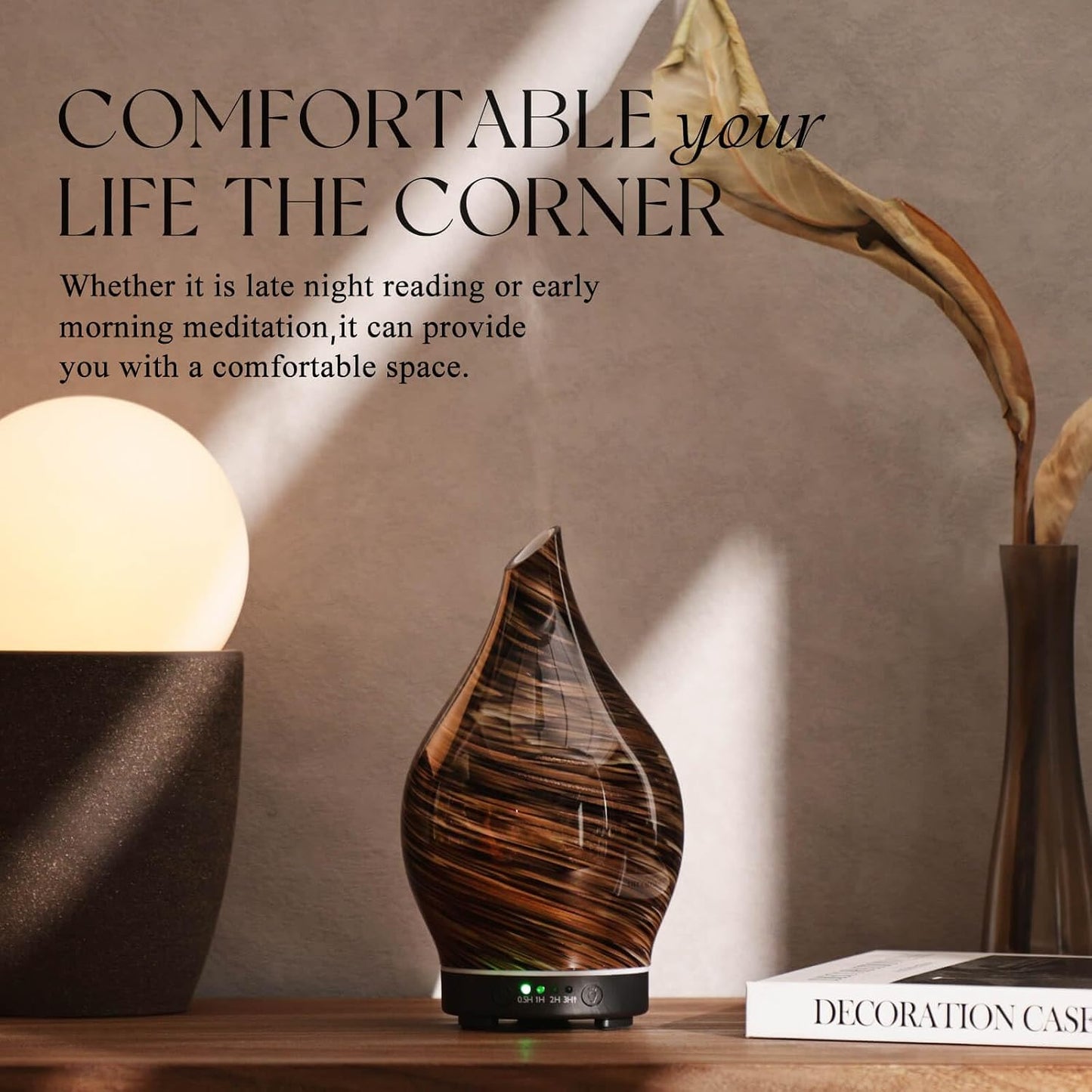 Porseme Oil Diffuser 3D Glass Aromatherapy Ultrasonic Humidifier, Air Refresh Auto Shut-Off, Timer Setting, BPA Free for Home Hotel Yoga Leisure SPA Gift 150ml Last 6H - Colors B