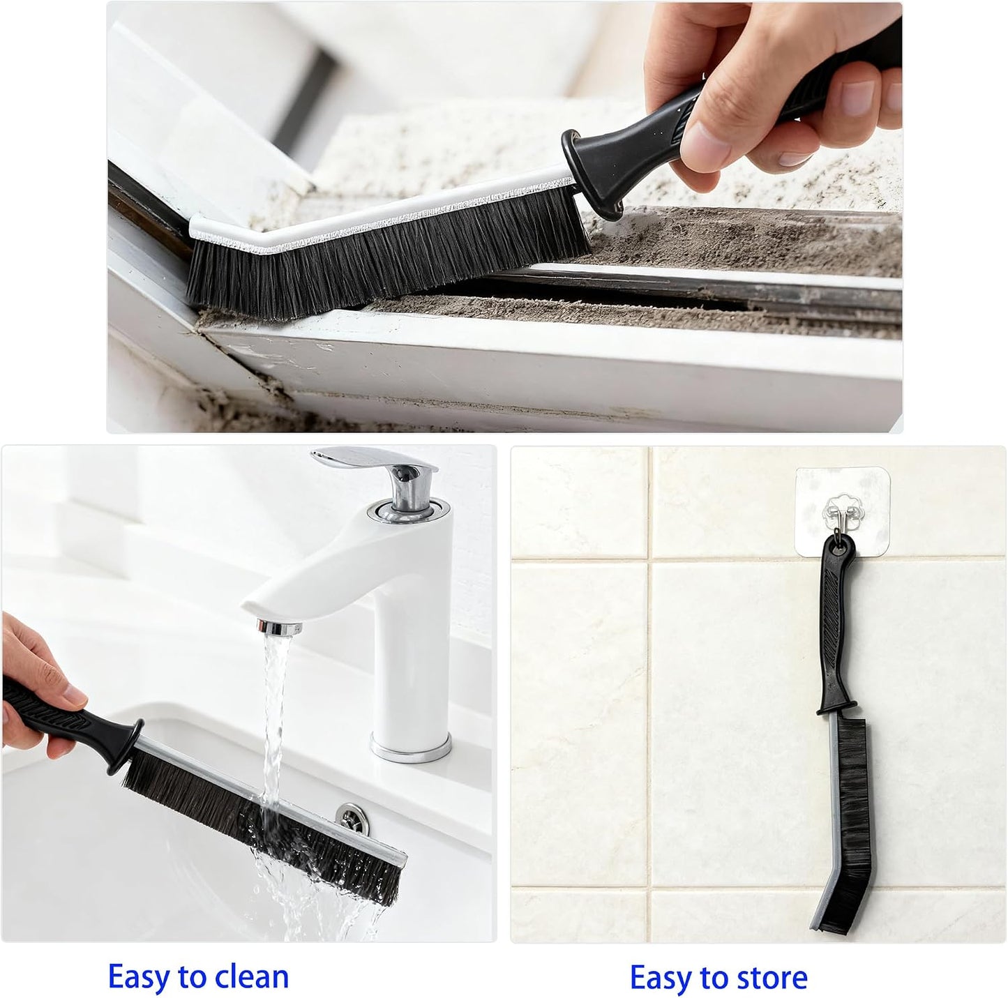 Crevice Cleaning Brush Set, Hard Bristle Grout Brush, 7-Pack | Narrow Cleaning Brushes with Stiff Bristles for Grout, Gaps, Kitchen Sinks, Bathroom Tiles, Window Tracks and Tight Spaces