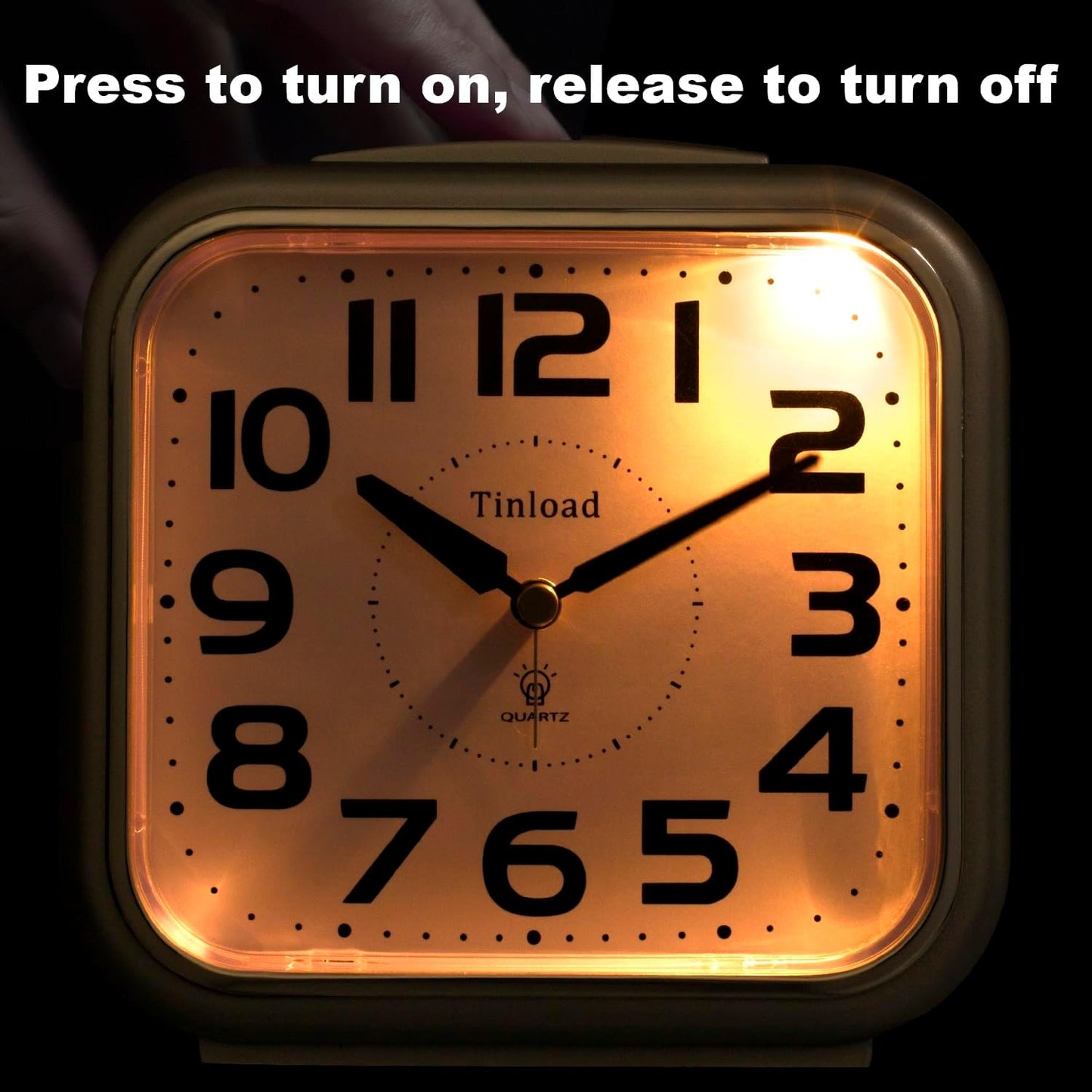 Tinload 5.5" Large Analog Alarm Clock Silent Non Ticking, Gentle Wake, Beep Sounds, Increasing Volume, Battery Operated Snooze and Manual Light, Easy Set, Black (Best for Elder)