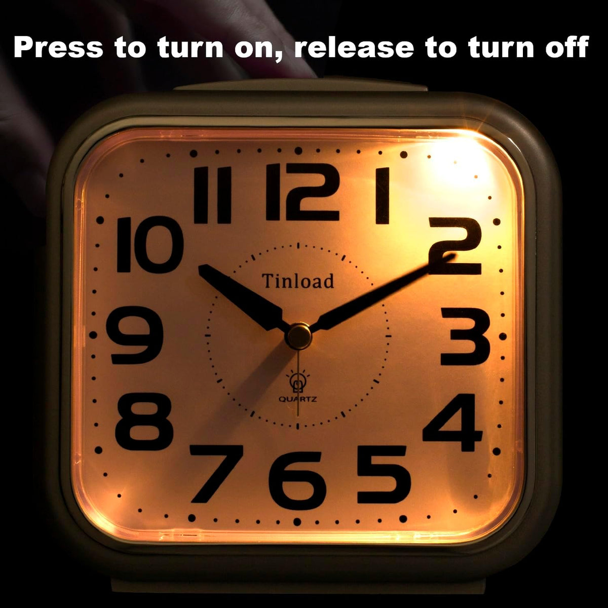 Tinload 5.5" Large Analog Alarm Clock Silent Non Ticking, Gentle Wake, Beep Sounds, Increasing Volume, Battery Operated Snooze and Manual Light, Easy Set, Black (Best for Elder)