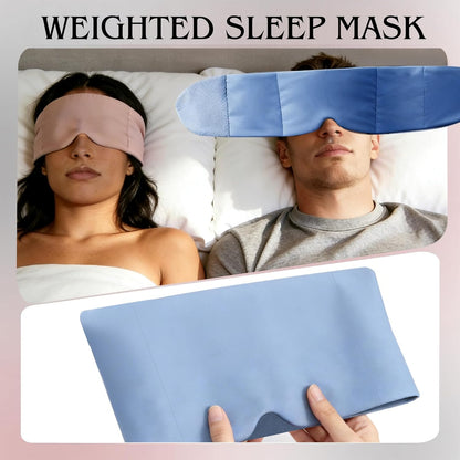 Weighted Sleep Mask for Side Sleepers, 100% Blackout Eye Mask for Sleeping with Adjustable Strap, Dual-Sided Cooling Silk & Warm Cotton Blindfold, Zero Pressure Eye Cover for Travel, Nap & Yoga