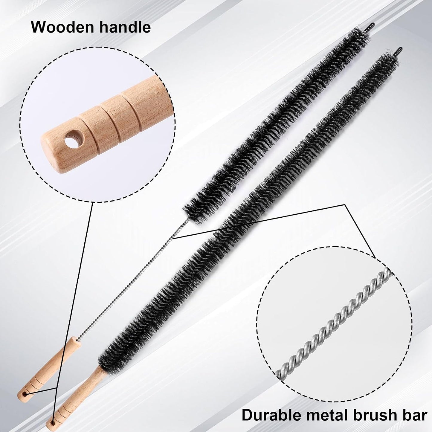 2pcs Bendable Radiator Brush, Include 1pcs Long Brush Head Radiator Dusters and 1pcs Long Handle Dryer Vent Lint Cleaners for Dryer Vents Refrigerator Coil Stair Rails Furniture