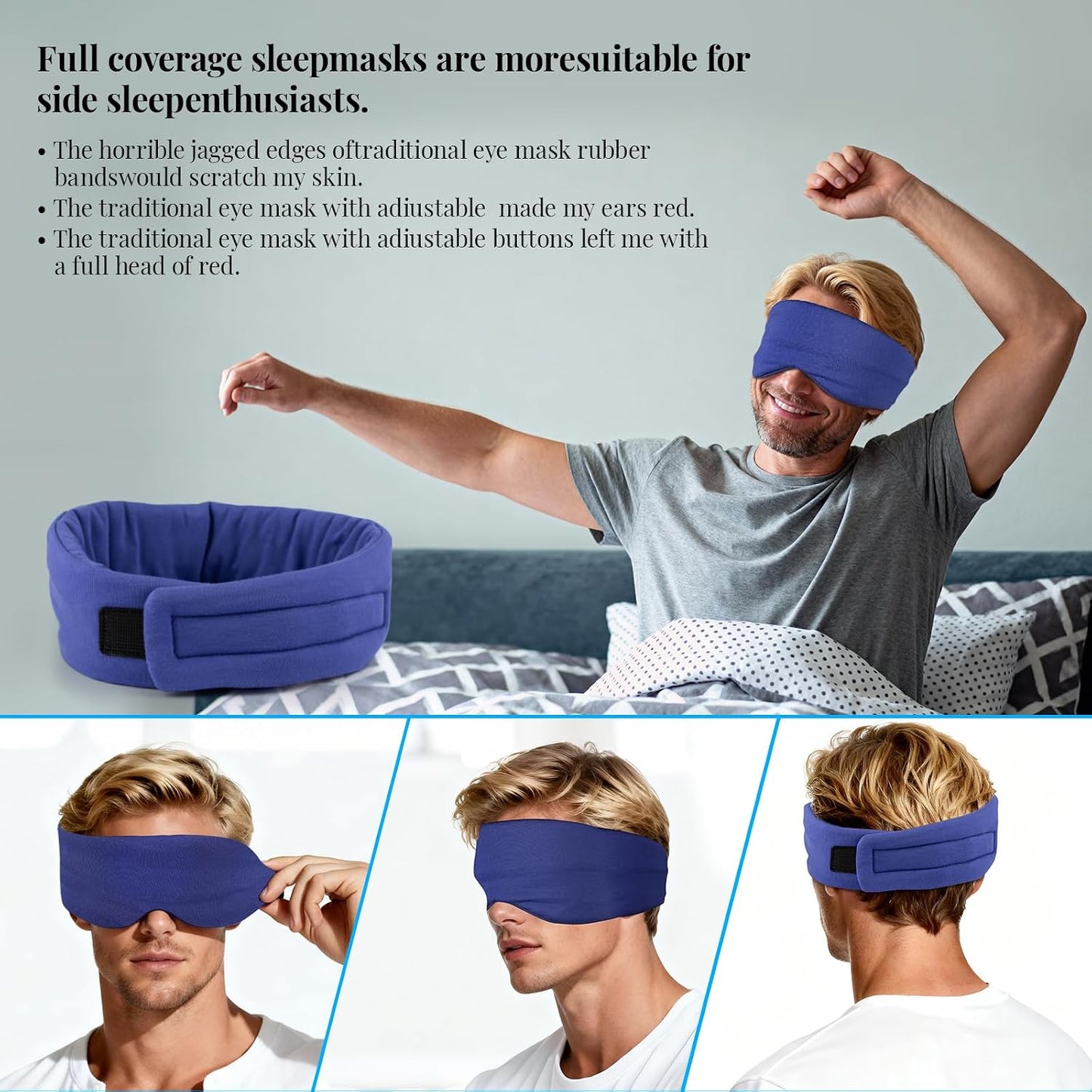 Silk Sleep Mask – 100% Mulberry Silk Eye Mask for Sleeping, Soft Slip Feel, Adjustable Headband, Blackout for Side Sleepers, Men & Women | Soft Slip Feel, Adjustable Headband, Blackout for Side Sleepers, Men & Women