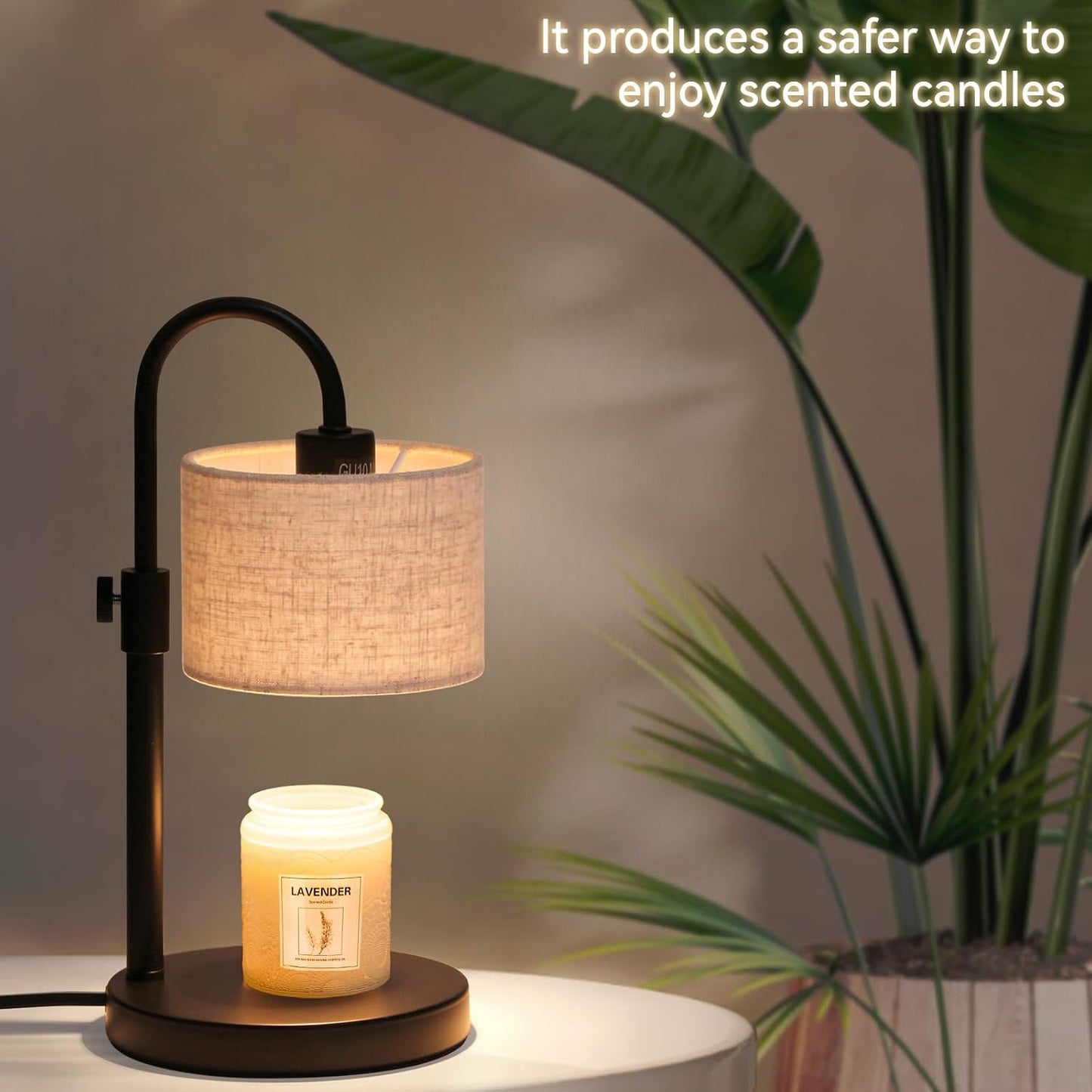 FINCMY Candle Warmer Lamp with Timer, Adjustable Height Candle Wax Warmer Candle Lamp Warmer for Jar Candles, Home Decor House Warming Gifts Compatible with Various Candles (Linen)