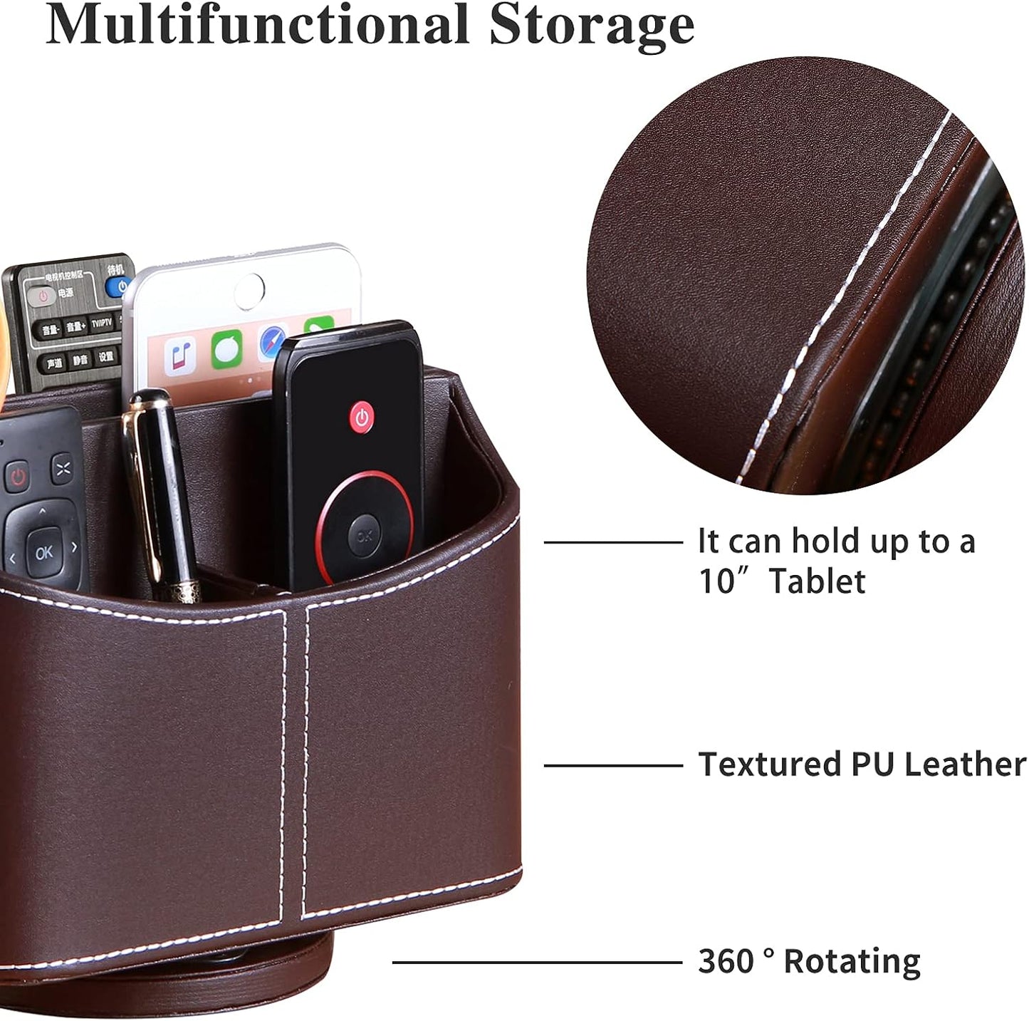 360° Rotatable Remote Control Holder,TV Remote Caddy for Nightstand Table