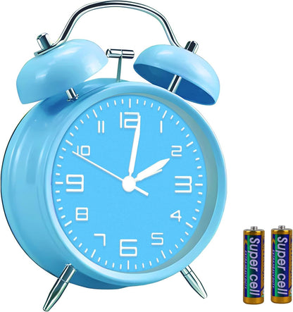 pxy Loud Alarm Clock for Heavy Sleepers 3D Dial Battery Operated (Battery Include), 4" Super Silent Analog Alarm Clock for Kids with Night Light PT260 Silver OrangePT505 Green White
