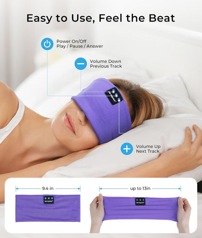 ink-topoint Sleep Headphones Bluetooth Headband, Wireless Sports Earphones | Sleeping Headphone for Side Sleepers with HD Stereo Speakers Breathable Headbands for Running, Yoga, Travel, Women&Men