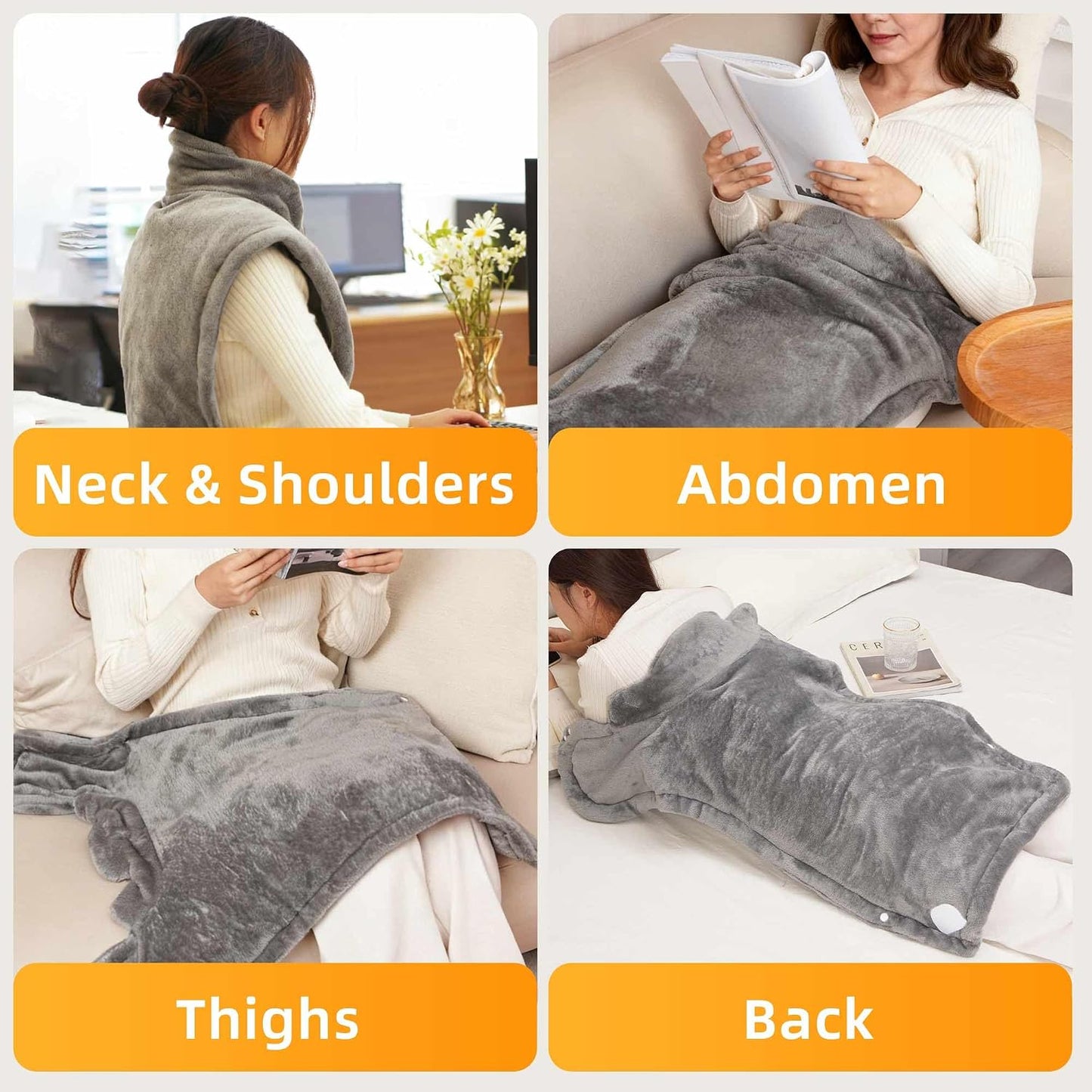 RAINOVA Heating Pad for Back,Neck and Shoulders, Electric Pad with 6 Heat Settings, Birthday Christmas Gifts for Women Men Mom Dad Elderly, Overheating Protection & ETL/UL Certified, Machine Washable