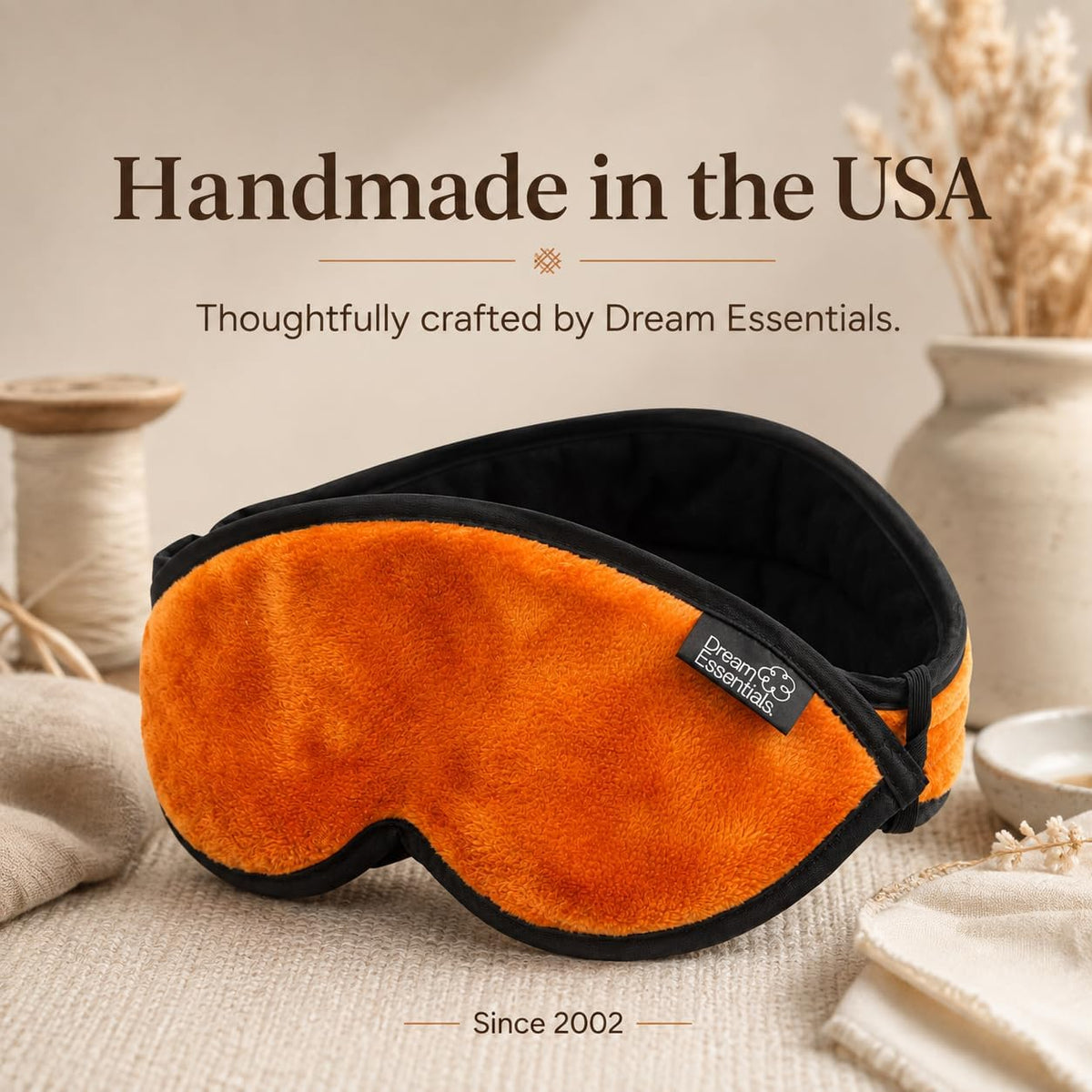 Dream Essentials Utopia Blackout Sleep Mask with Wide Cradle Band, Adjustable Plush Eye Mask for Side Sleepers, Flexible Nose Bridge, Handmade in USA, Travel & Naps