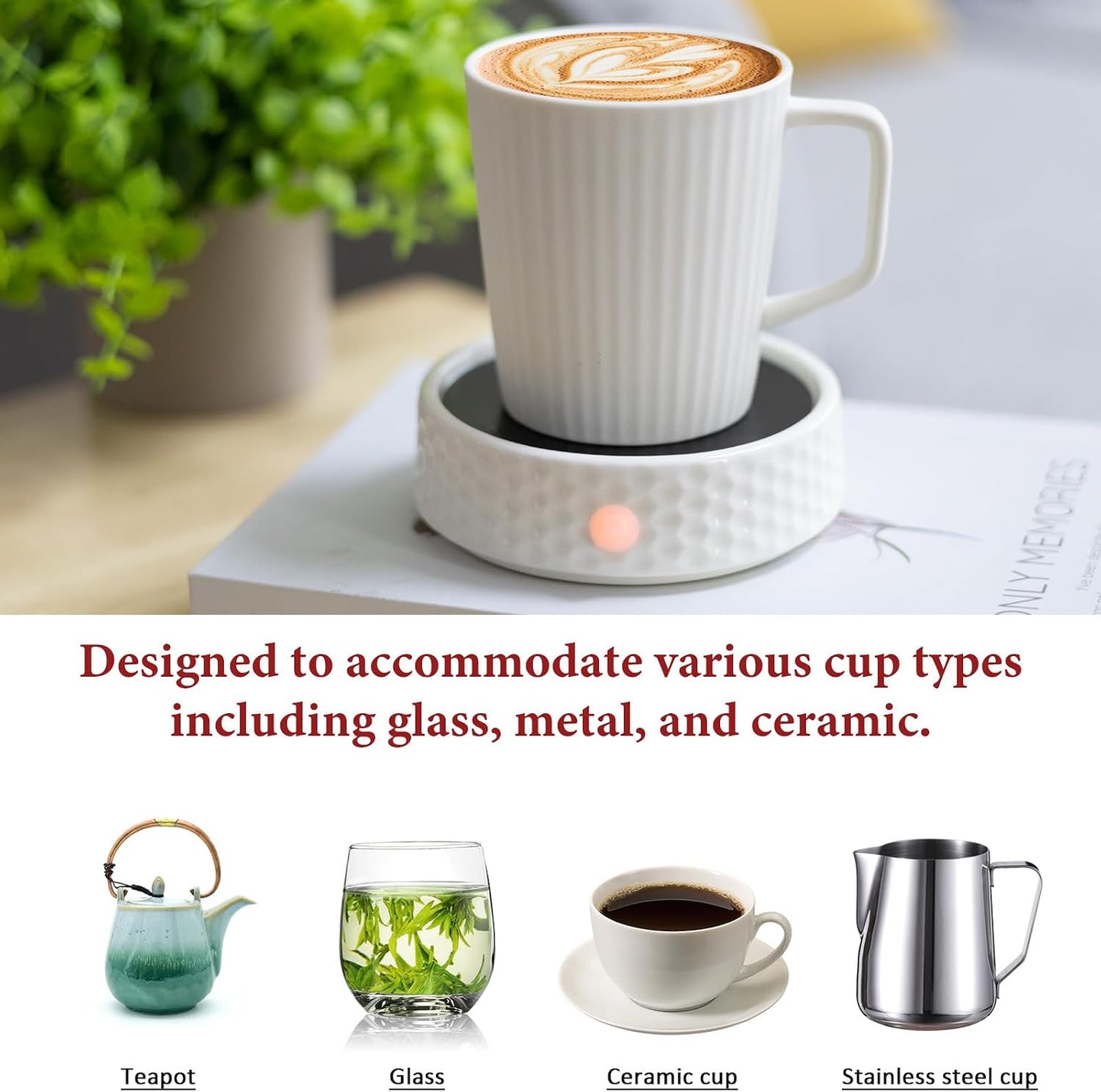 Electric Large Candle Warmer Plate - Ceramic Candle Wax Warmers Timer Adjust Fragrance Intensity Auto Shut Off for Home Office, Aromatherapy Fragrance and Heating Beverage, Milk, Tea, Hot Chocolate