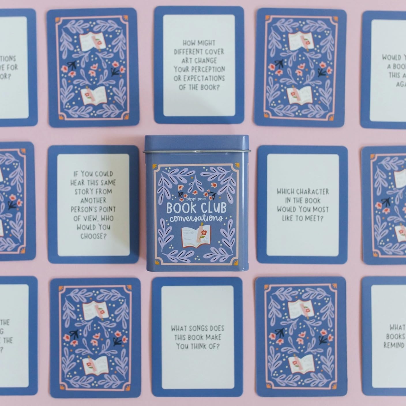 Pippi Post S'More Nature Conversation Cards with Tin, 50 Outdoor Prompts | 50 Conversation Starter Cards, Decorative Storage Tin, Ice Breaker Game