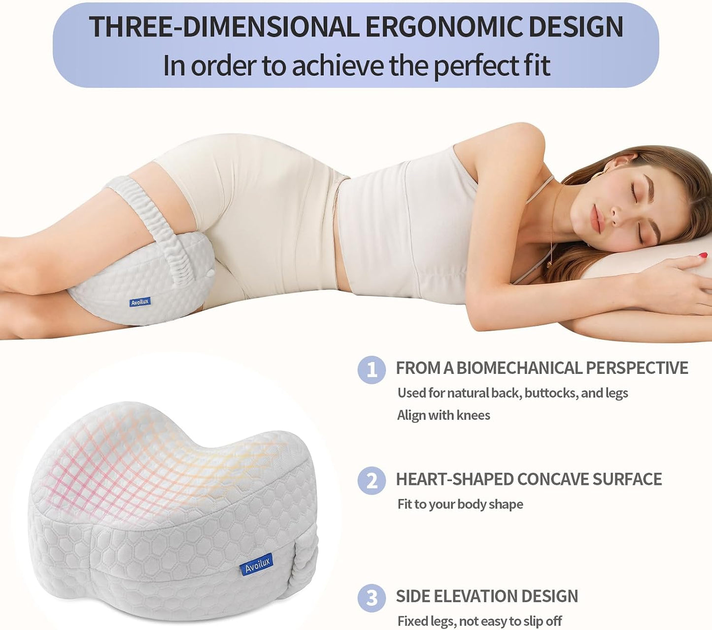 Side Sleeper Heart-Shaped Knee Pillow, Memory Foam Leg Positioning Pillow, Ergonomic Design, Perfect for Side Sleepers and Pregnant Women, Relieve Body Aches and Pains (Gray)