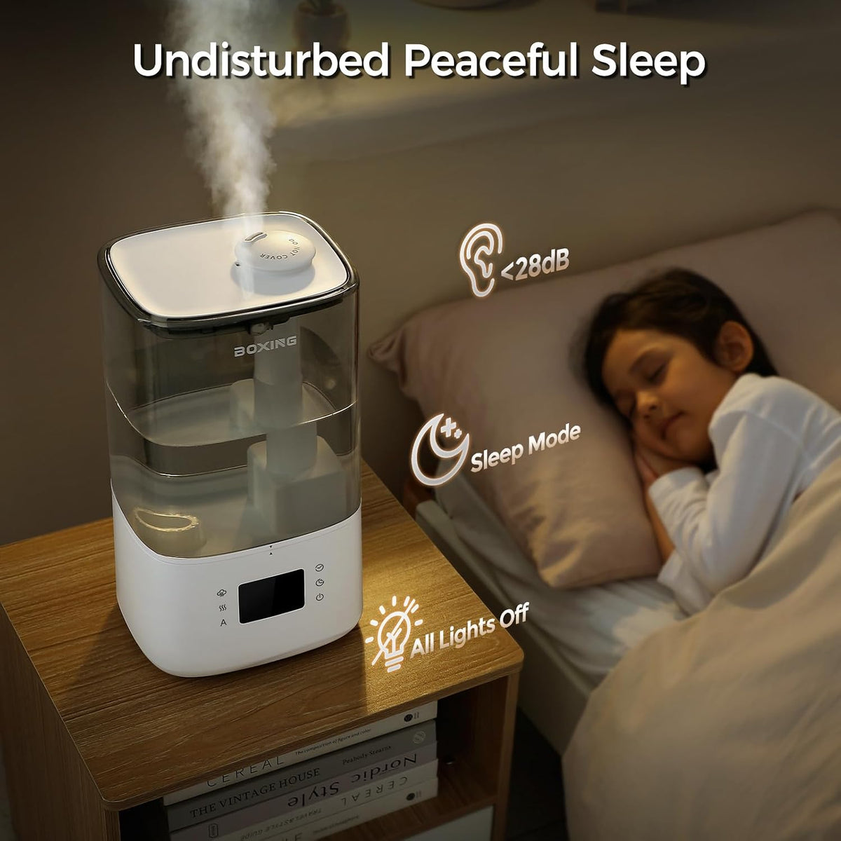 BOXING 4.5L Warm&Cool Mist Humidifier, Humidistat, Auto Mode, Remote,Timer