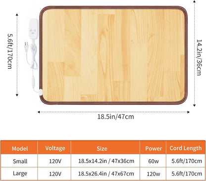 Heated Floor Mat, Foot Warmer Under Desk, Feet Heating Pad with 10 Heat Settings and Timer, Fast Heating for Office, Home, Study Play Room 120V 60W 18.5x14.2 inch SZ