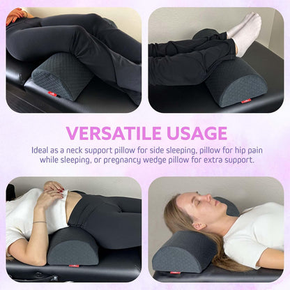 Knee Pillow for Back Sleeping, Bolster Pillow, Black 20 in | Versatile massage bolster provides comfortable under knee pillow support with a non-slip base for stability.