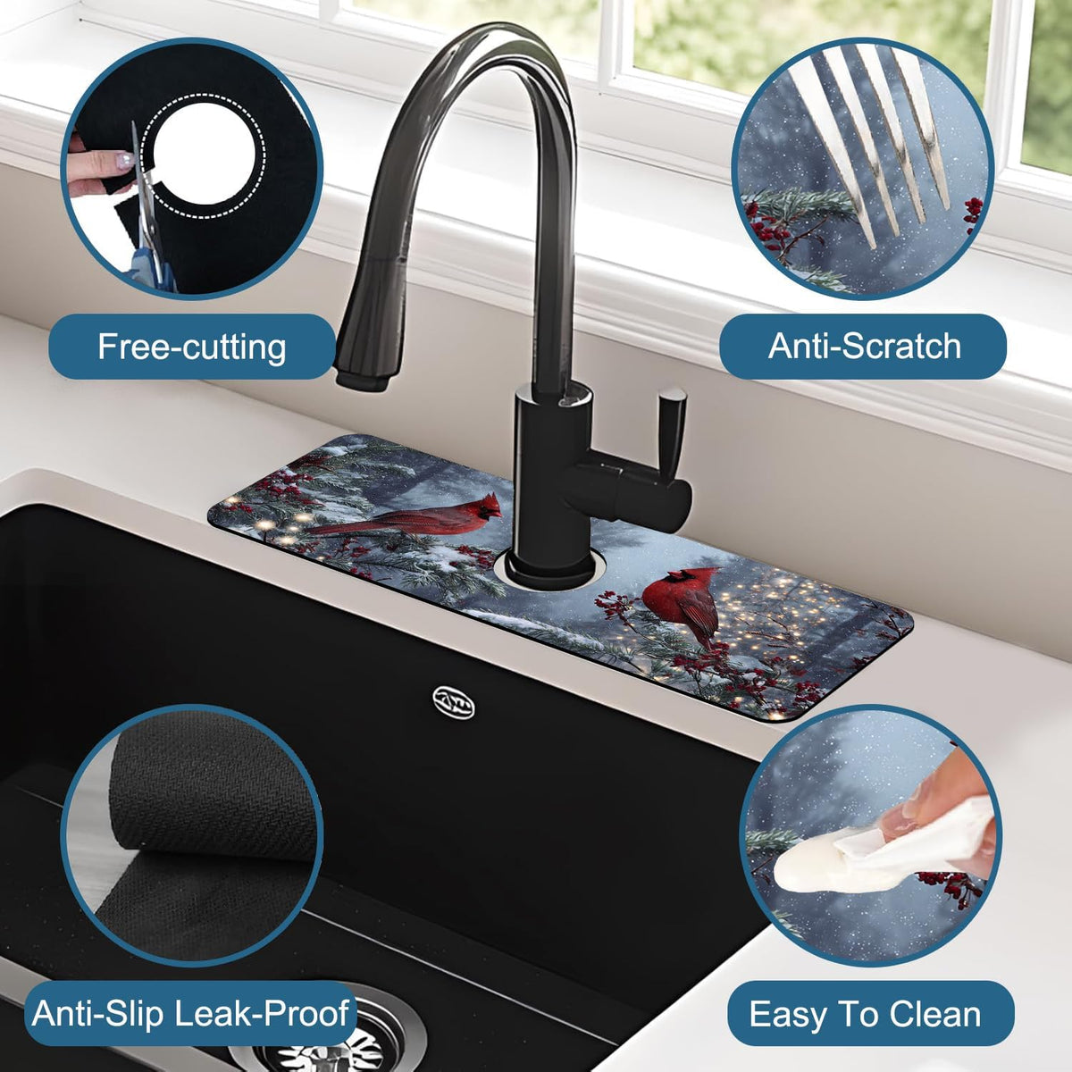 Faucet Mat for Kitchen Sink Absorbent Splash Guard Bathroom 23.5"X5.5"