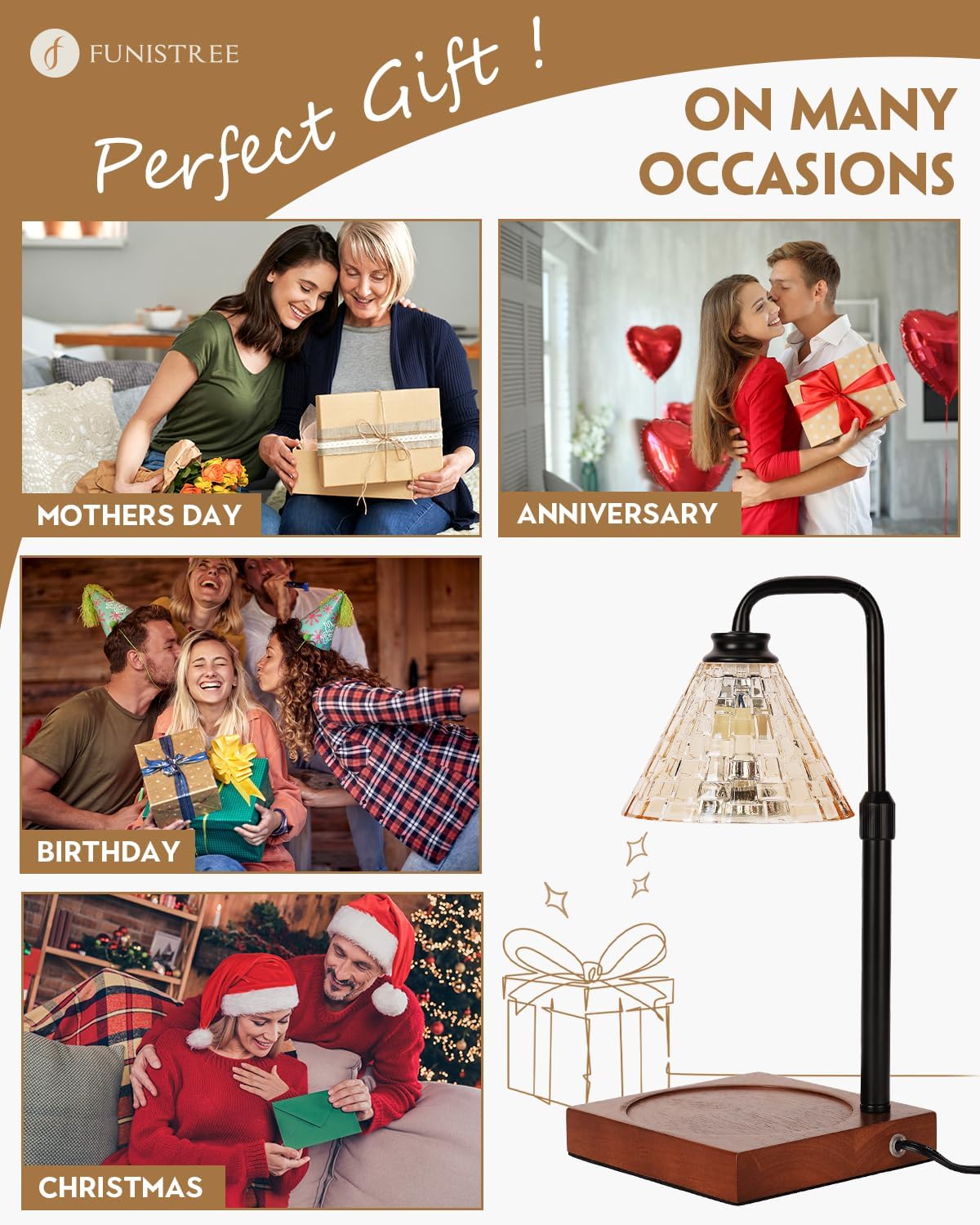 Modern Candle Warmer Lamp with Timer, Dimmable Candle Lamp Warmer, Mothers Day Birthday Gifts for Women Men, Black Candle Warmer, Adjustable Candle Light Warmer, Cozy Living Room Bedroom Home Decor
