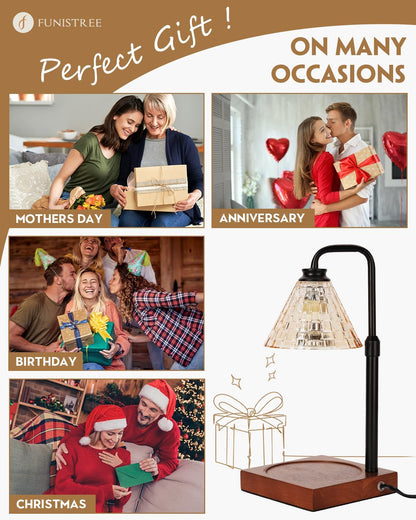 Modern Candle Warmer Lamp with Timer, Dimmable Candle Lamp Warmer, Mothers Day Birthday Gifts for Women Men, Black Candle Warmer, Adjustable Candle Light Warmer, Cozy Living Room Bedroom Home Decor
