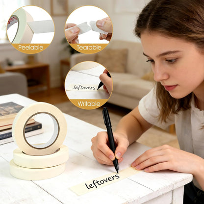 164 Yards Freezer Tape,Writable Surface,Low Temperature Resistance,3Rolls | Easy tear residue-free removable tape, perfect for food containers fridge marking, each roll 0.79 Inch by 54.68 Yards