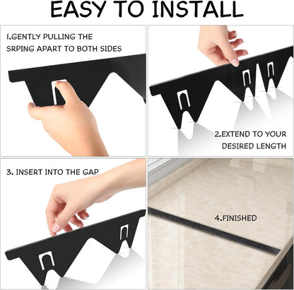 Stainless Steel Stove Gap Covers (2PCS), Stove Gap Filler for Kitchen Oven Counter Side Gap, Range Trim Kit, Easy Clean and Heat Resistant, Adjustable Length 13.8" to 27.5" 1