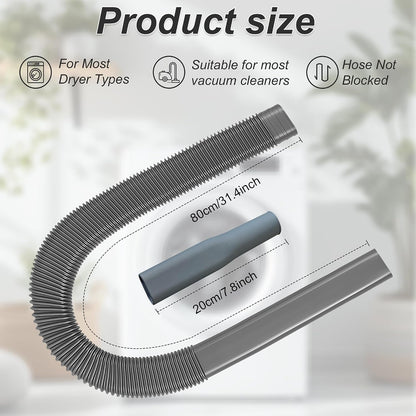 Dryer Vent Cleaner Universal Vacuum Hose Attachment | Universal Connector, Slim Hose, Lint Removal, Tight Spaces, Dryer Vent Furniture Crevices