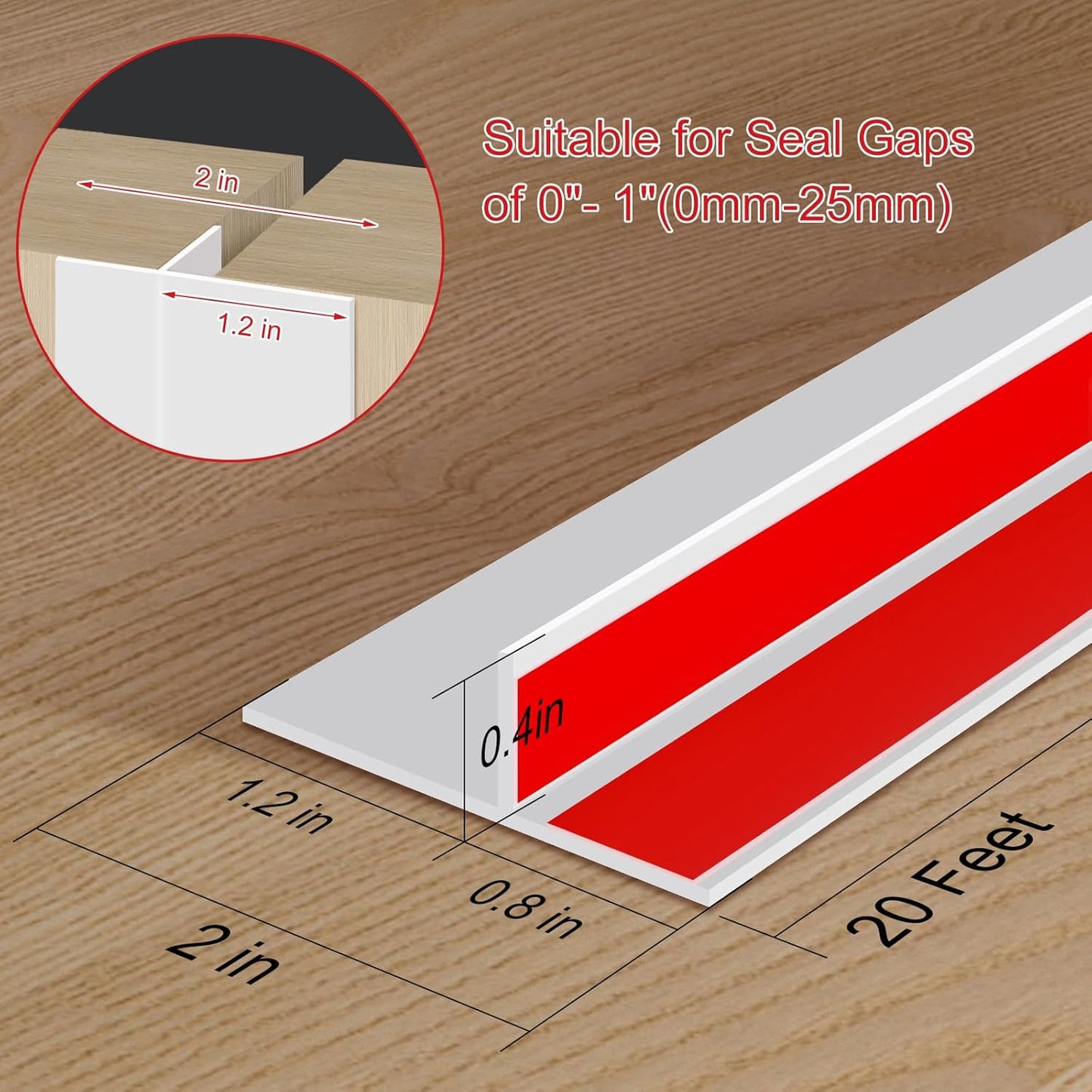 Benory T-Shaped Silicone Door Weather Stripping, Clear, 1.38" W x 20 ft | T-shaped design helps the seal stay in place on door frames while reducing drafts, energy loss, and outside noise