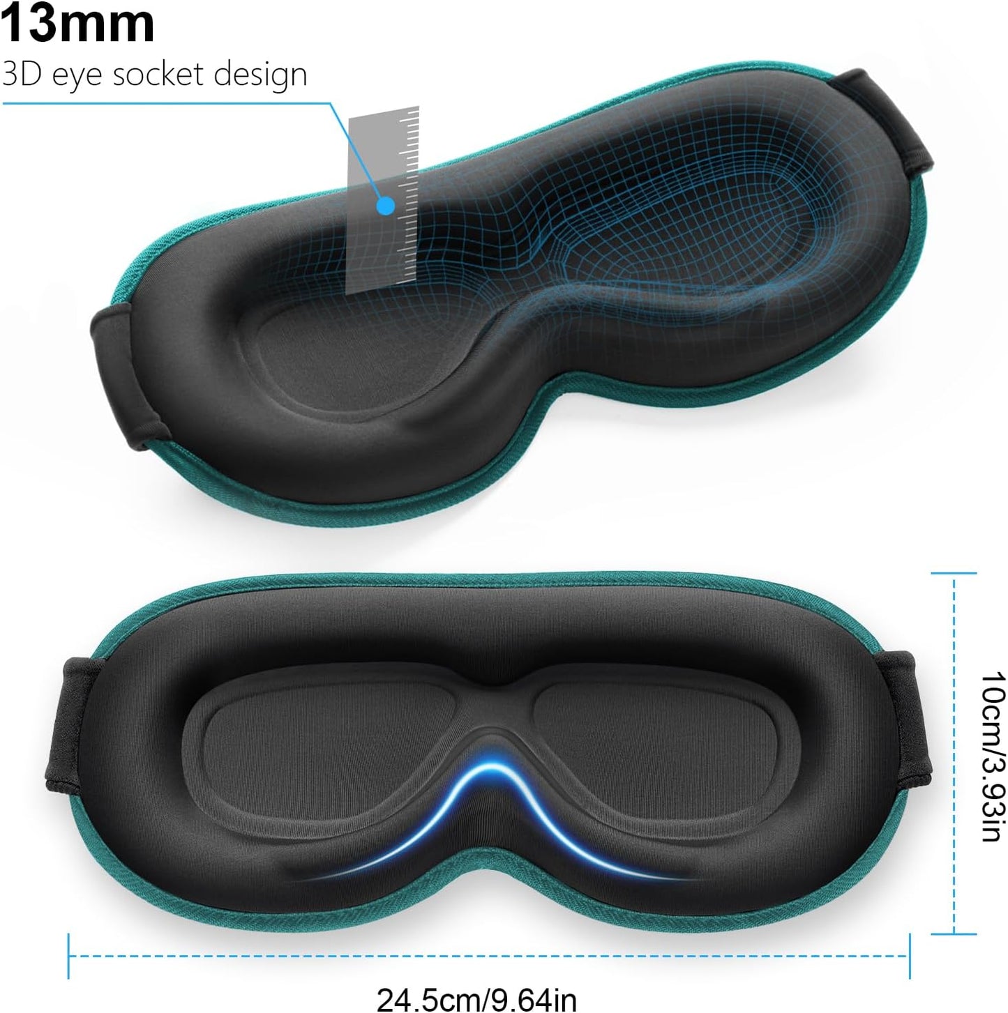 Gritin 100% Blackout Sleep Eye Mask for Women Men, Zero Pressure Sleep Mask | Ergonomic Design 3D Cutout Eye Movement and Eyelash Friendly Night Blindfold, Ultra Soft Comfortable for Sleeping