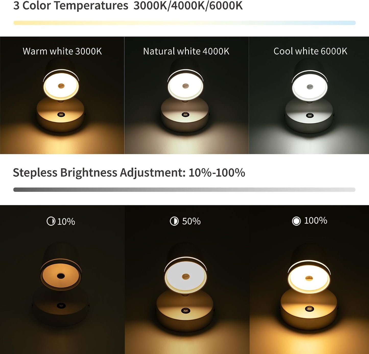 Aisilan LED Plug in Wall Sconce with Touch Dimmable Control Adjustable Wall Mounted Lamp Angle Anti-Glare Matte White Aluminum Bedside Reading Wall Lights for Bedroom Living Room